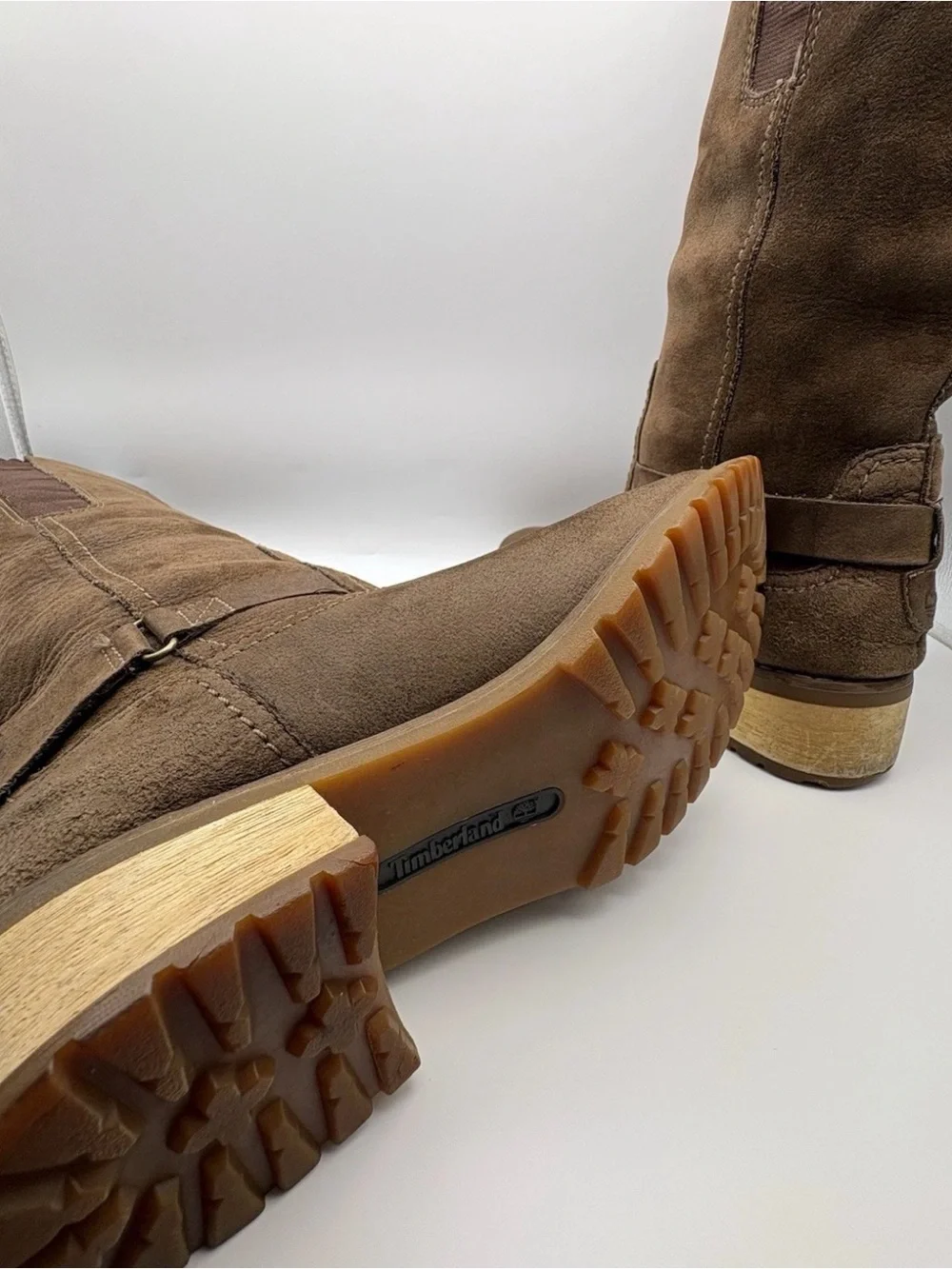 Timberland Earthkeepers Suede Equestrian Tall Boots 6.5 Brown Quilted Waterproof